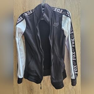 Fox Women's Black Bomber Jacket with White Accents Small